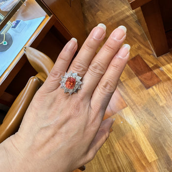 9.10 Carat Ceylon No Heat Padparadscha Pinkish Orange Sapphire and Diamond Ring – Assay Jewelers