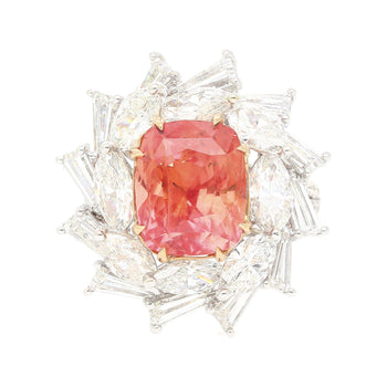 9.10 Carat Ceylon No Heat Padparadscha Pinkish Orange Sapphire and Diamond Ring – Assay Jewelers