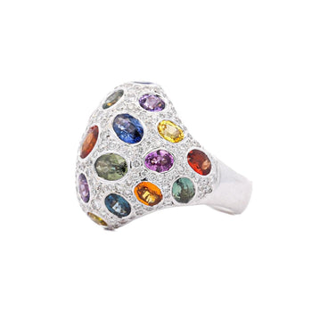 9.31 CTTW Mixed Color Sapphire, Amethyst, Garnet, Diamond Cluster Ring – Assay Jewelers