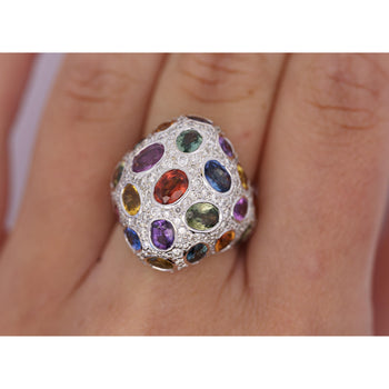 9.31 CTTW Mixed Color Sapphire, Amethyst, Garnet, Diamond Cluster Ring – Assay Jewelers