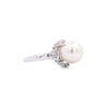 9.5mm South Sea White Pearl and Baguette Diamond Ring in Platinum