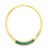 9.6 Carat Natural Emerald & Diamond Herringbone Style 18K Gold Necklace