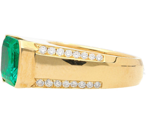 AGL Cert 5.21 Carat Colombian Emerald East-West 18K Gold Unisex Ring