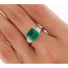 AGL Cert. 2.44 Carat No Oil Colombian Emerald & Trapezoid Diamond Ring