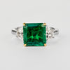 AGL Cert. 2.44 Carat No Oil Colombian Emerald & Trapezoid Diamond Ring