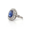 AGL Cert. 5 Carat Ceylon Blue Sapphire Art Deco Era Platinum Diamond Ring