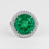 AGL Zertifiziert 15 Karat Rundschliff Kolumbianischer Smaragd und Diamant Halo Ring