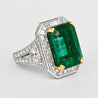 AGL Certified 15.78 Carat No Oil Emerald and Half Moon Cut Diamond Ring