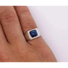 AGL Certified 3.5 Carat No Heat Blue Sapphire Platinum Mens Ring