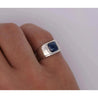 AGL Certified 3.5 Carat No Heat Blue Sapphire Platinum Mens Ring