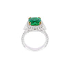 AGL Certified 3.52ct Cushion Colombian Emerald Half Moon Diamond Ring