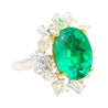 AGL Certified 6.79 Carat Minor Oil Colombian Emerald and Diamond 18K Gold Ring