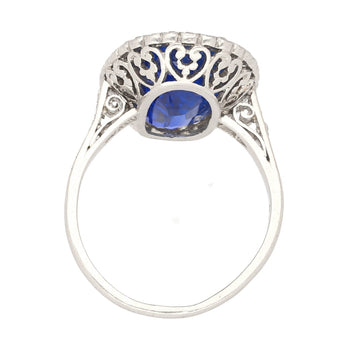 AGL Certified 7.76 Carat No Heat Burma Oval Blue Sapphire Vintage Edwardian Ring in Platinum – Assay Jewelers