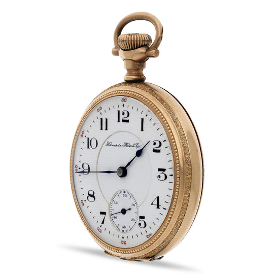 Antique 1915 Hampden Watch Co Railway 15J 16s 14K Gold Filled Open Face Pocket
