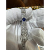 Antique Art Deco Platinum Filigree Blue Sapphire & Diamond Bracelet