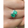 Antique Art Deco Two Stone Natural Emerald Platinum Ring