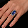 Antique Old Mine 11.3 Carat No Heat Burma Blue Sapphire & Diamond Halo Ring in Platinum