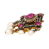 Antique Victorian Ruby, Pearl, Diamond Gold/Silver Brooch