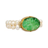 Antique Yellow Gold with Carved Jade and Pearl Pin Bracelet