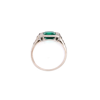 Art Deco 1.58 Carat No Oil Colombian Emerald & Diamond 3 Stone Platinum Ring – Assay Jewelers