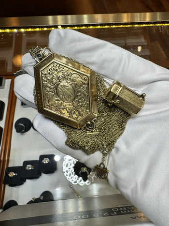 Art Deco Gold Mesh Makeup Purse with Mirror & Rouge Lipstick Holder – Assay Jewelers