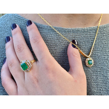 Art Deco Style Natural 1.33 Carat Emerald pendant in 18k solid gold – Assay Jewelers