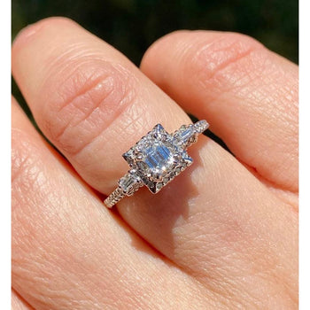 Baguette Cut Diamond Engagement Ring in 14k White Gold – Assay Jewelers