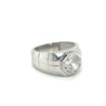 Bezel Set Solitaire 3 Carat Octagon CVD Lab Grown Diamond Mens Ring In Platinum