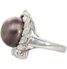 Black South Sea Pearl & Diamond 18K White Gold Floral Cluster Ring