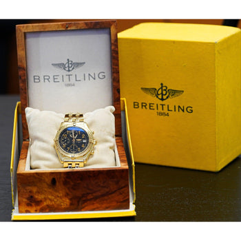Breitling 18K Yellow Gold Chronomat Black Dial 1884 Ref. K13050.1 w/ Box & Papers – Assay Jewelers