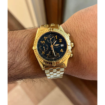 Breitling 18K Yellow Gold Chronomat Black Dial 1884 Ref. K13050.1 w/ Box & Papers – Assay Jewelers