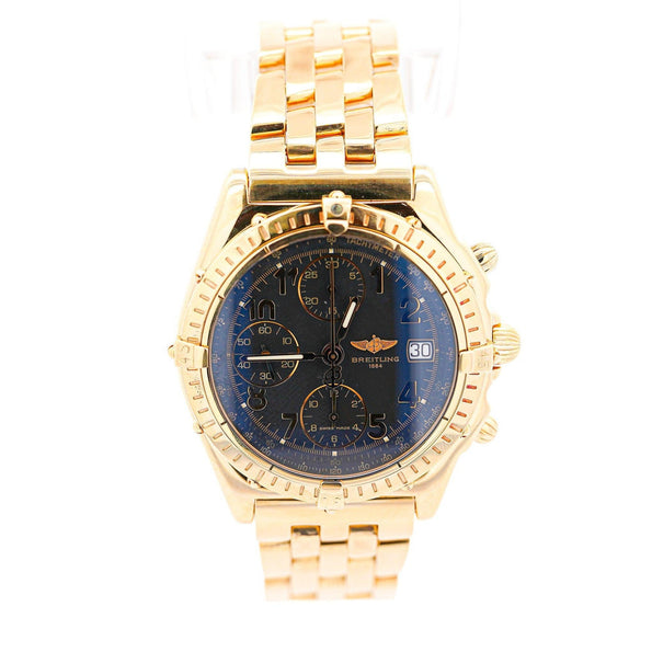 Breitling 18K Yellow Gold Chronomat Black Dial 1884 Ref. K13050.1 w/ Box & Papers