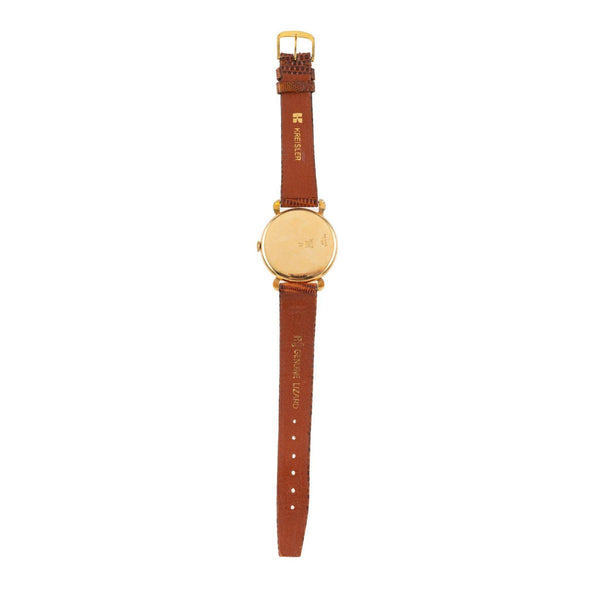Bucherer 33mm Manual Wind 18K Gold On Leather Watch Ref 50030