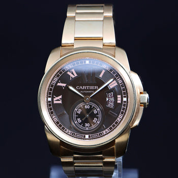 Cartier Calibre de Cartier W7100040 Chocolate Dial 18K Rose Gold Watch Full Set – Assay Jewelers