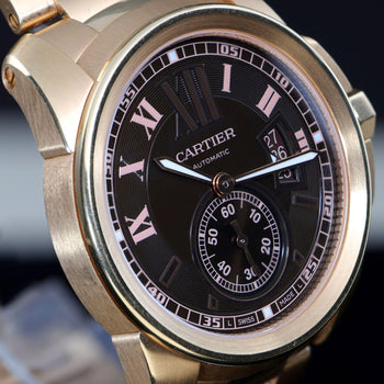 Cartier Calibre de Cartier W7100040 Chocolate Dial 18K Rose Gold Watch Full Set – Assay Jewelers