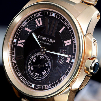 Cartier Calibre de Cartier W7100040 Chocolate Dial 18K Rose Gold Watch Full Set – Assay Jewelers