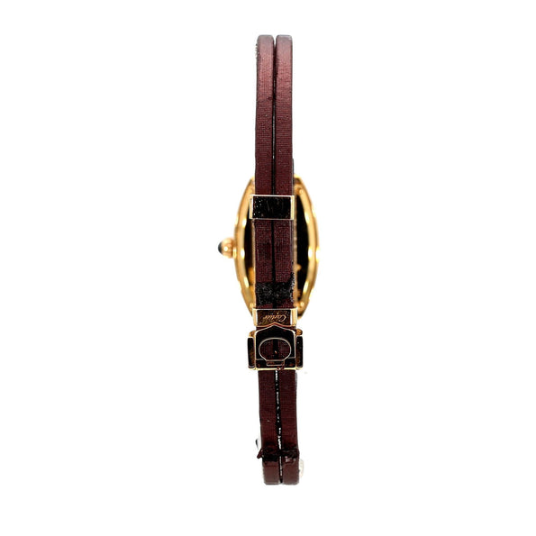 Cartier Mini Tonneau Lanieres 2592 18K Rose Gold Burgundy Strap Quartz Watch