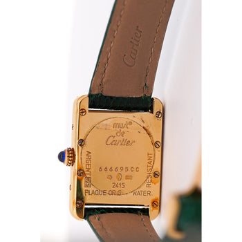 Cartier Must de Tank ref. 2415 Watch On Green/Black Leather With Box & Papers – Assay Jewelers