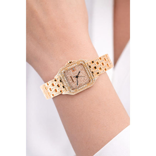 Cartier Panthere Full Factory Diamond 27mm 18K Gold Watch Ref 008133