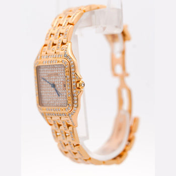 Cartier Panthere Full Factory Diamond 27mm 18K Gold Watch Ref 8839 – Assay Jewelers