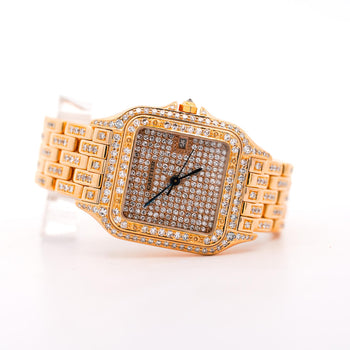 Cartier Panthere Full Factory Diamond 27mm 18K Gold Watch Ref 8839 – Assay Jewelers