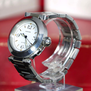 Cartier Pasha C W31015M7 35mm White Dial Steel Automatic Watch Full Set – Assay Jewelers