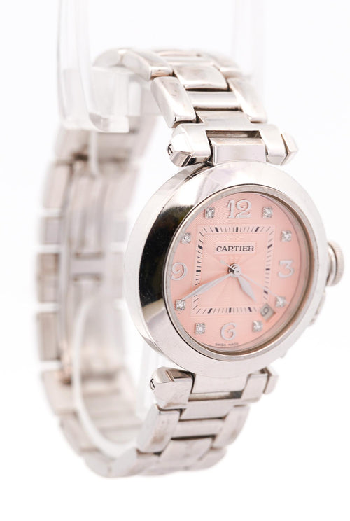 Cartier Pasha Pink Dial Automatic 18K White Gold 35mm Watch