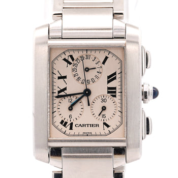 Cartier Tank Francaise Chronoflex Ref 2303 Stainless Steel Quartz Chrono Watch – Assay Jewelers