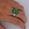 Certified 15 Carat Jadeite Jade A Fei Cui and Diamond Split Platinum Ring