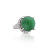 Certified 30 Carat Untreated Jadeite Jade & Diamond Platinum Ring