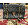 Chanel Vintage Jumbo Black Quilted Lambskin Charm "CC" 24K Tassel Handbag Purse