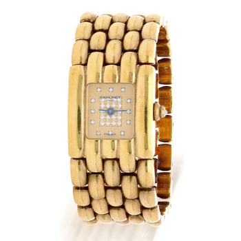 Chaumet Khésis Factory Diamond Dial 18K Yellow Gold Bracelet Watch Circa 2000 – Assay Jewelers