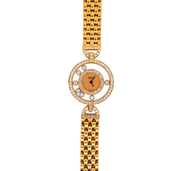 Chopard Happy Diamonds 22.05 Carat Diamond Ref 4097 Bezel 18K Yellow Gold Watch