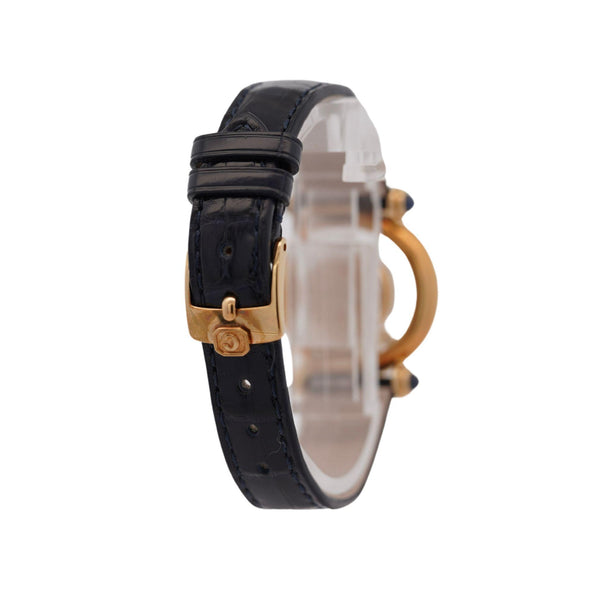Chopard Happy Sport 4116 18K Gold Five Diamond Quartz On Blue Leather Watch